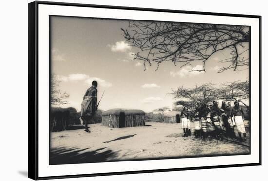 Samburu Dancers Performing Traditional Dance in their Village Boma, Kenya-Paul Joynson Hicks-Framed Stretched Canvas