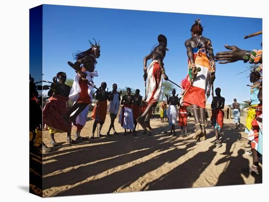 Samburu People Dancing, Laikipia, Kenya-Tony Heald-Stretched Canvas