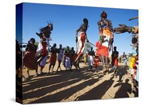 Samburu People Dancing, Laikipia, Kenya-Tony Heald-Stretched Canvas