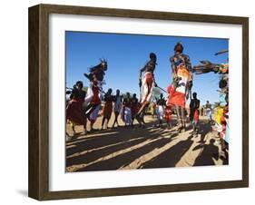 Samburu People Dancing, Laikipia, Kenya-Tony Heald-Framed Photographic Print