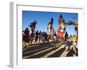 Samburu People Dancing, Laikipia, Kenya-Tony Heald-Framed Photographic Print