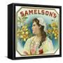 Samelson's Brand Cigar Box Label-Lantern Press-Framed Stretched Canvas