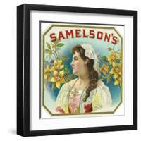 Samelson's Brand Cigar Box Label-Lantern Press-Framed Art Print