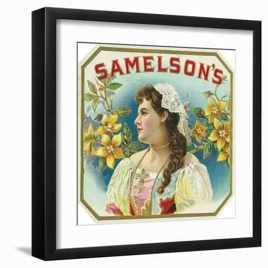 Samelson's Brand Cigar Box Label-Lantern Press-Framed Art Print