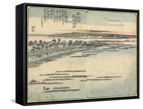 Samezu Beach at Omori, South of Shinagawa, C. 1850-1853-Utagawa Hiroshige-Framed Stretched Canvas