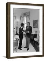 Sammy Davis Jr. with Richard Nixon in the Oval Office. March 4 1973-null-Framed Photo