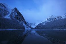 Snow on Lake Louise at Night, Very Early Morning Sunrise with the Mountains Reflecting in the Lake-sammyc-Photographic Print