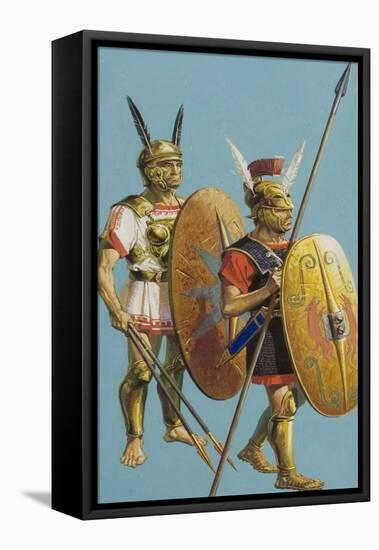 Samnite and Roman Soldiers-Severino Baraldi-Framed Stretched Canvas