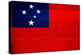 Samoa Flag Design with Wood Patterning - Flags of the World Series-Philippe Hugonnard-Stretched Canvas