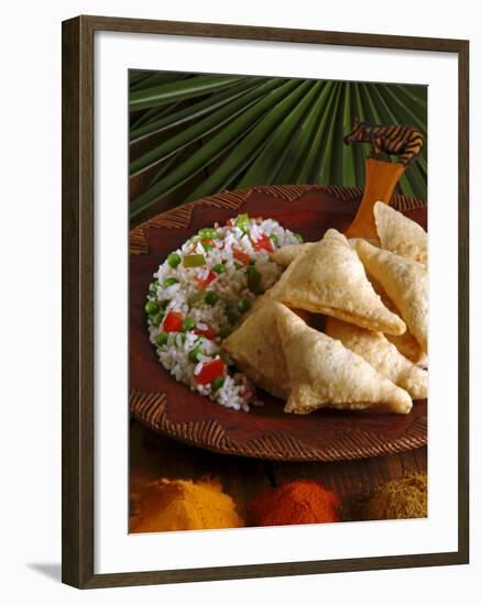 Samosas and Pilau Rice, Kenyan Food, Kenya, East Africa, Africa-Tondini Nico-Framed Photographic Print