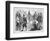 Samoset, Chief of the Pemaquids Visits the Pilgrim Fathers in 1621 (Litho)-American-Framed Premium Giclee Print