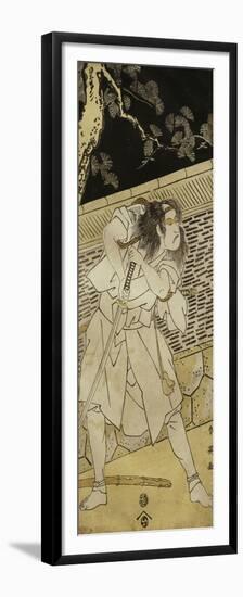 Samouraï tenant un sabre dans la nuit-Katsukawa Shunei-Framed Premium Giclee Print