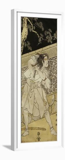 Samouraï tenant un sabre dans la nuit-Katsukawa Shunei-Framed Premium Giclee Print