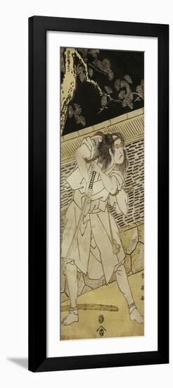 Samouraï tenant un sabre dans la nuit-Katsukawa Shunei-Framed Giclee Print