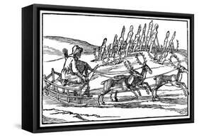 Samoyed Travelling on a Sleigh Pulled by Reindeer, Late 16th-Early 17th Century-null-Framed Stretched Canvas