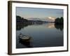 Sampan Ferry on the Sarawak River in the Centre of Kuching City at Sunset, Sarawakn Borneo-Annie Owen-Framed Photographic Print