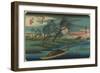 Sampans on the Ohta River-Ando Hiroshige-Framed Art Print