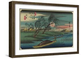 Sampans on the Ohta River-Ando Hiroshige-Framed Art Print