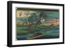 Sampans on the Ohta River-Ando Hiroshige-Framed Art Print