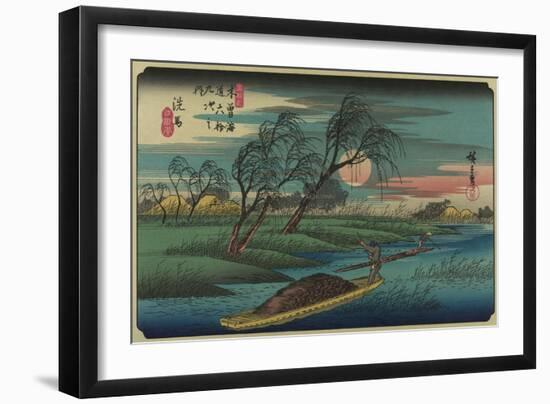 Sampans on the Ohta River-Ando Hiroshige-Framed Art Print