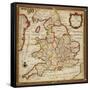 Sampler Depicting a Map of England and Wales, Chain, Double Back and Satin Stitch, by Ann Seaton…-null-Framed Stretched Canvas