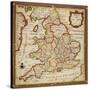 Sampler Depicting a Map of England and Wales, Chain, Double Back and Satin Stitch, by Ann Seaton…-null-Stretched Canvas