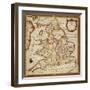 Sampler Depicting a Map of England and Wales, Chain, Double Back and Satin Stitch, by Ann Seaton…-null-Framed Giclee Print