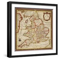 Sampler Depicting a Map of England and Wales, Chain, Double Back and Satin Stitch, by Ann Seaton…-null-Framed Giclee Print