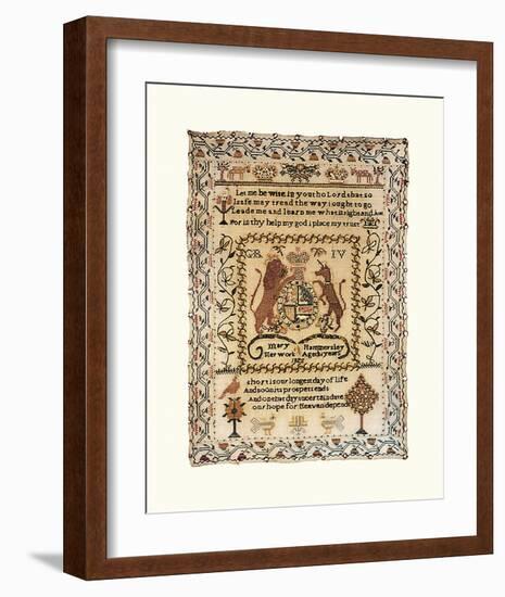 Sampler with Coat of Arms-Mary Hammersley-Framed Premium Giclee Print