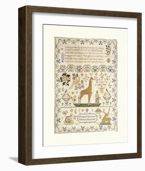 Sampler with Giraffe-Elizabeth Mastern-Framed Premium Giclee Print