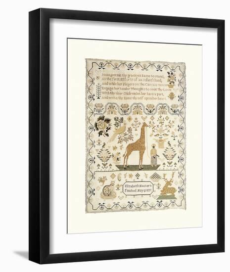 Sampler with Giraffe-Elizabeth Mastern-Framed Premium Giclee Print