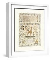 Sampler with Giraffe-Elizabeth Mastern-Framed Premium Giclee Print