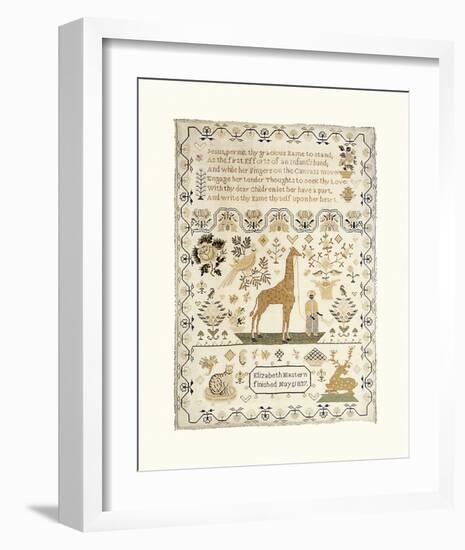 Sampler with Giraffe-Elizabeth Mastern-Framed Premium Giclee Print
