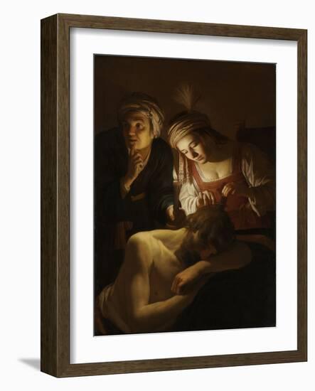 Samson and Delilah, C.1621 (Oil on Canvas)-Gerrit van Honthorst-Framed Giclee Print