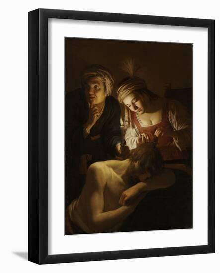 Samson and Delilah, C.1621 (Oil on Canvas)-Gerrit van Honthorst-Framed Giclee Print