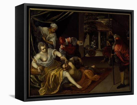 Samson and Delilah-Jacopo Robusti Tintoretto-Framed Stretched Canvas