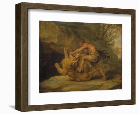 Samson and the Lion, c.1640-Peter Paul Rubens-Framed Giclee Print