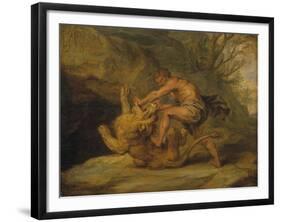 Samson and the Lion, c.1640-Peter Paul Rubens-Framed Giclee Print