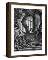 Samson Bringing Down the Temple of Dagon, 1866-Gustave Doré-Framed Giclee Print