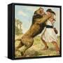Samson Fighting a Lion-Clive Uptton-Framed Stretched Canvas