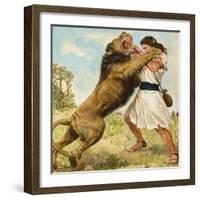 Samson Fighting a Lion-Clive Uptton-Framed Giclee Print