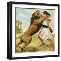 Samson Fighting a Lion-Clive Uptton-Framed Giclee Print