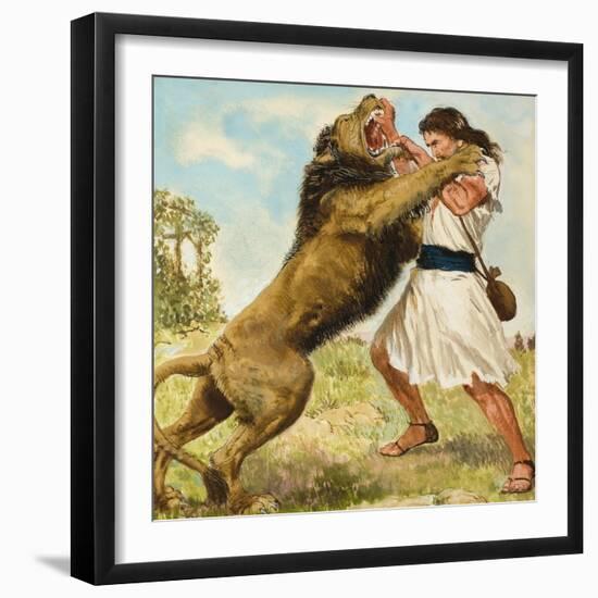 Samson Fighting a Lion-Clive Uptton-Framed Giclee Print