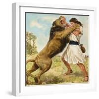 Samson Fighting a Lion-Clive Uptton-Framed Giclee Print