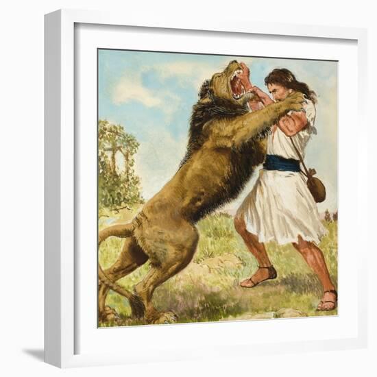 Samson Fighting a Lion-Clive Uptton-Framed Giclee Print