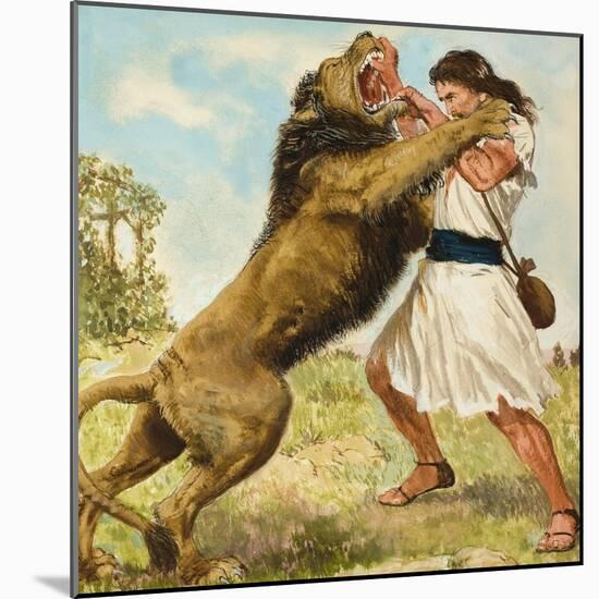 Samson Fighting a Lion-Clive Uptton-Mounted Giclee Print