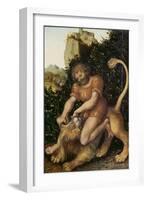 Samson Fighting a Lion-Lucas Cranach the Elder-Framed Giclee Print