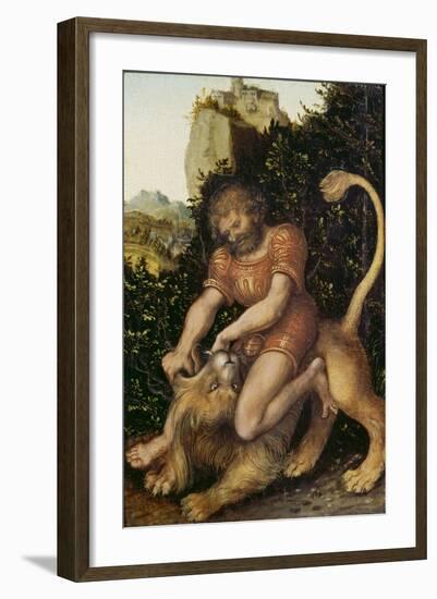 Samson Fighting a Lion-Lucas Cranach the Elder-Framed Giclee Print