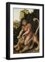 Samson Fighting a Lion-Lucas Cranach the Elder-Framed Premium Giclee Print