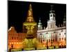 Samson fountain and Town Hall, Ceske Budejovice, Czech Republic-Russell Young-Mounted Premium Photographic Print